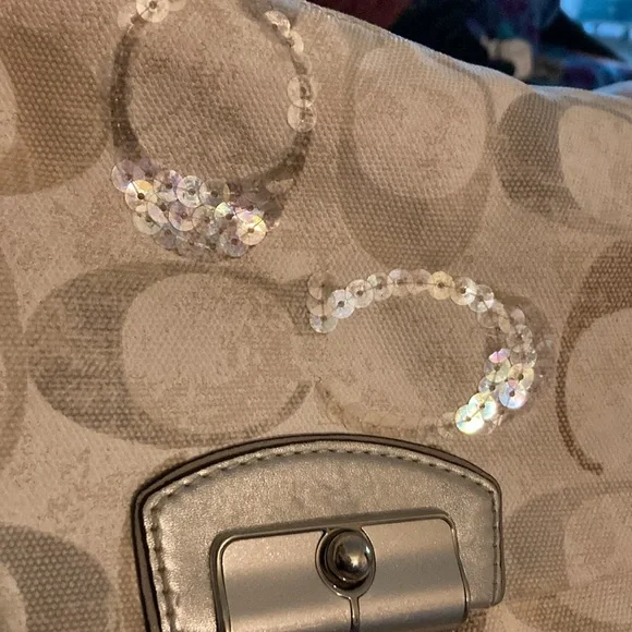 Coach Kristen Iridescent Sequins Tan Shoulder Bag Purse✨✨ - Picture 3 of 10